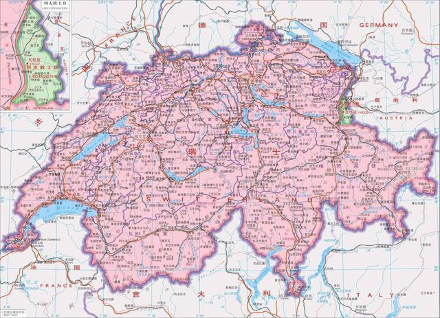 瑞士地图高清版图-瑞士地图高清版图 中文